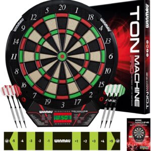 Winmau Ton Machine Electronic Dart Board - Soft Tip Dartboard for Adults, Dart Board Set with 90+ Games & Digital Scoreboard for 8 Players - 2 Sets of Soft Tip Darts, Throwing Line & Plastic Tips