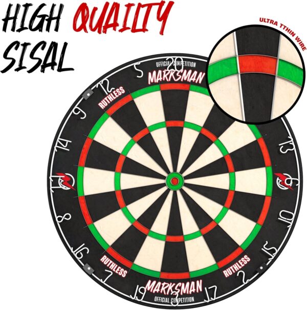 Ruthless Marksman Dart Board | Professional Level Ultra Thin Wire Sisal Dartboard for Steel Tip Darts (DB072) - Image 2
