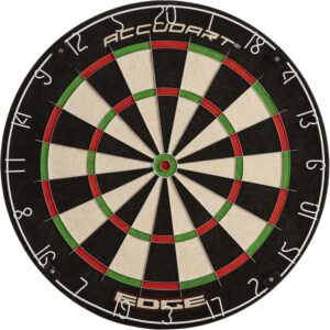 Accudart Edge Bristle Dartboard - Razor Thin Spider Wire Reduces Bounce Outs - Premium Brazilian Sisal - Advanced Metal Number Ring - Increased Playing Area - Super Thin Bullseye