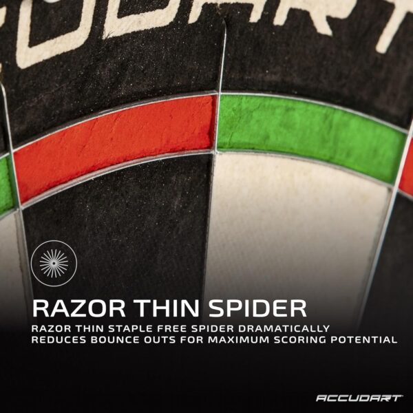 Accudart Edge Bristle Dartboard - Razor Thin Spider Wire Reduces Bounce Outs - Premium Brazilian Sisal - Advanced Metal Number Ring - Increased Playing Area - Super Thin Bullseye - Image 4