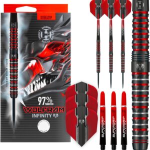 Harrows Wolfram Infinity 97% Tungsten Steel Tip Darts Set, Includes Supergrip Fusion Shafts & Prime Wolfram Infinity Flights. Available in Range of Weights (21g)